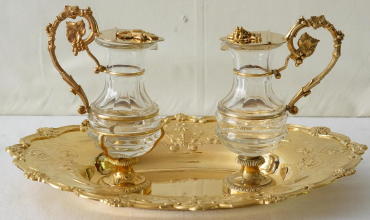 French antique solid silver gilt Baroque Chapel Set